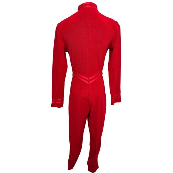 Vintage Tadashi Shoji retro future military marching band jumpsuit red size S - Picture 4 of 9